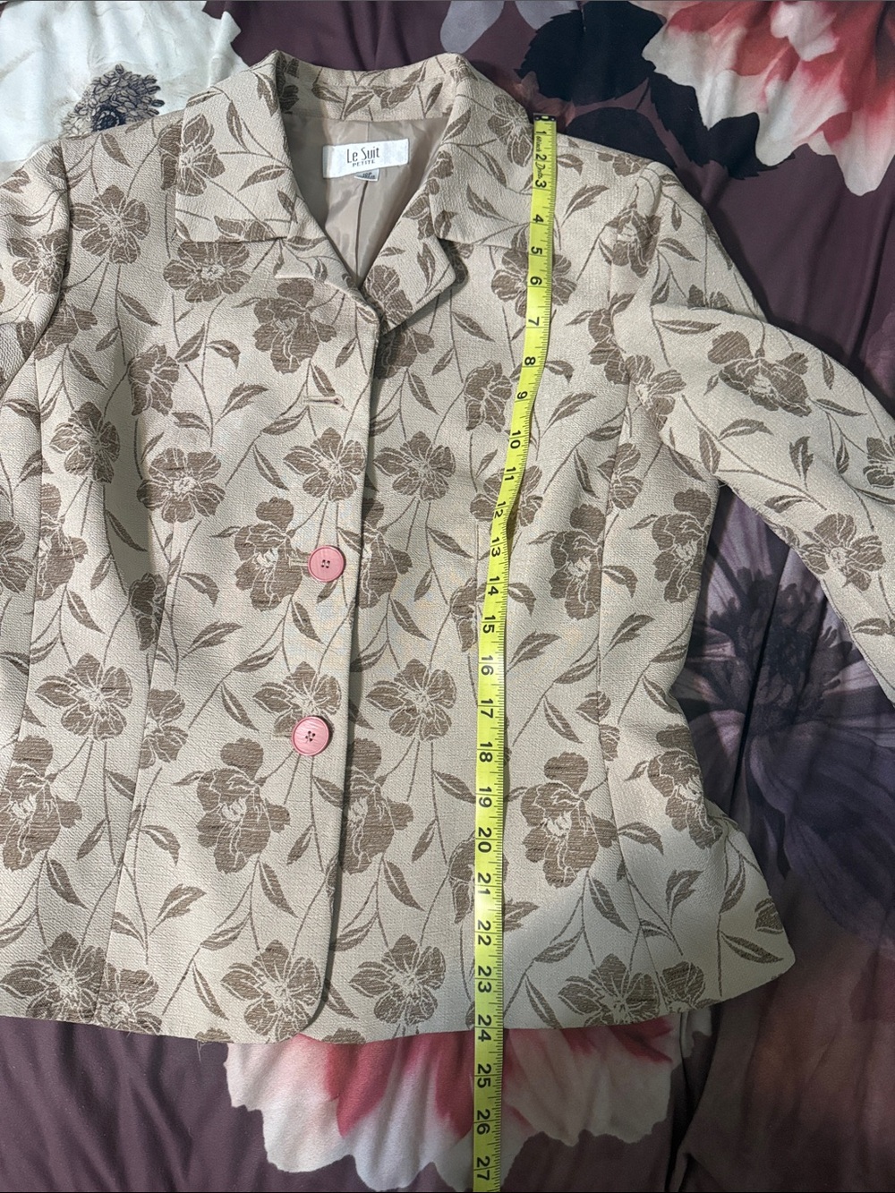 Le Suit Taupe Floral A-Line Skirt - Picture 7 of 9